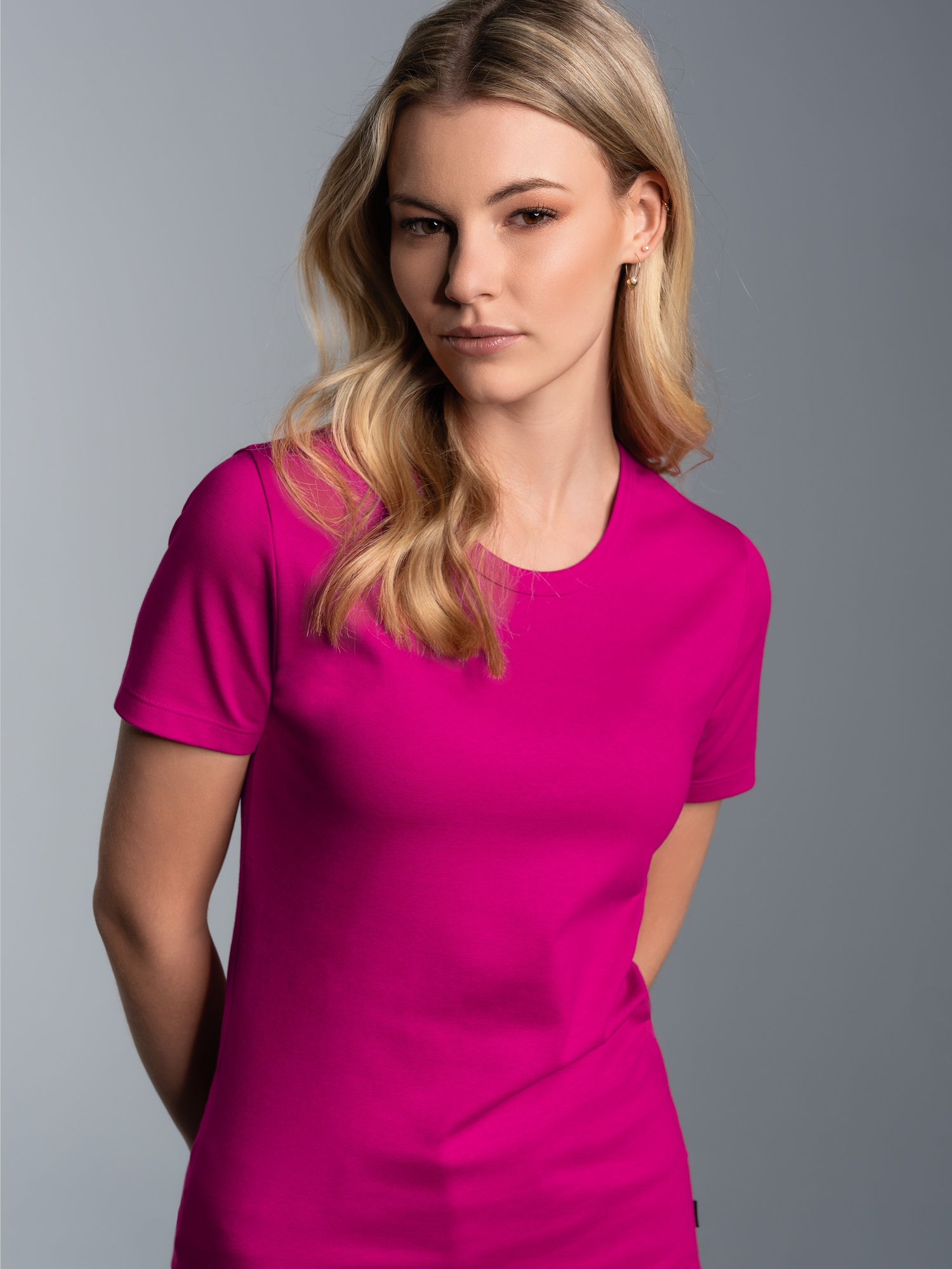 T-Shirt aus Baumwolle/Elastan Magenta