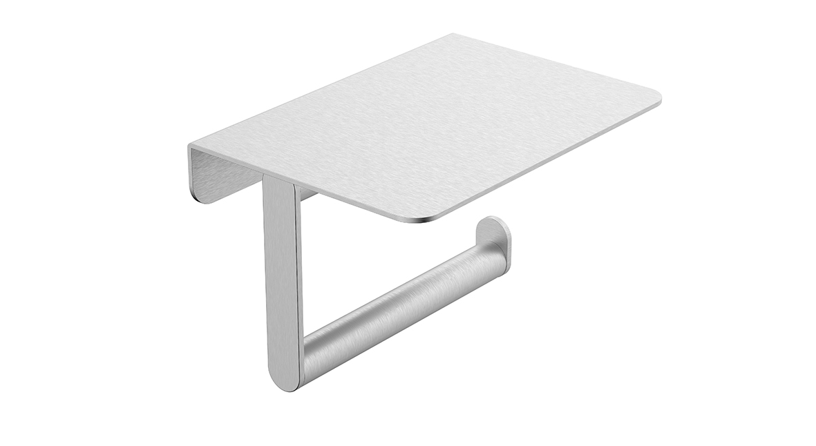 Mueller Hilton toiletrolhouder met planchet RVS