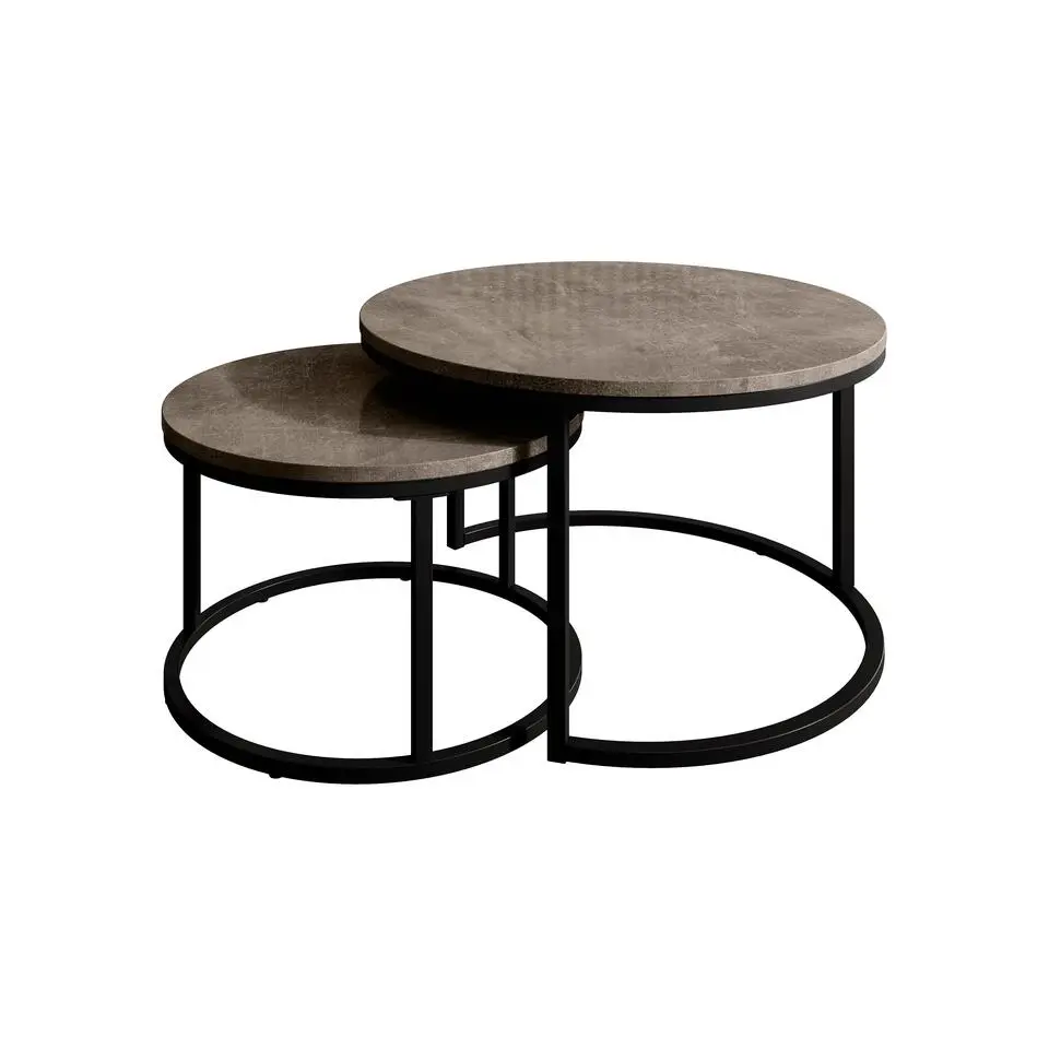 Meubella - Salontafel Rica - Grijs marmerlook - Set van 2