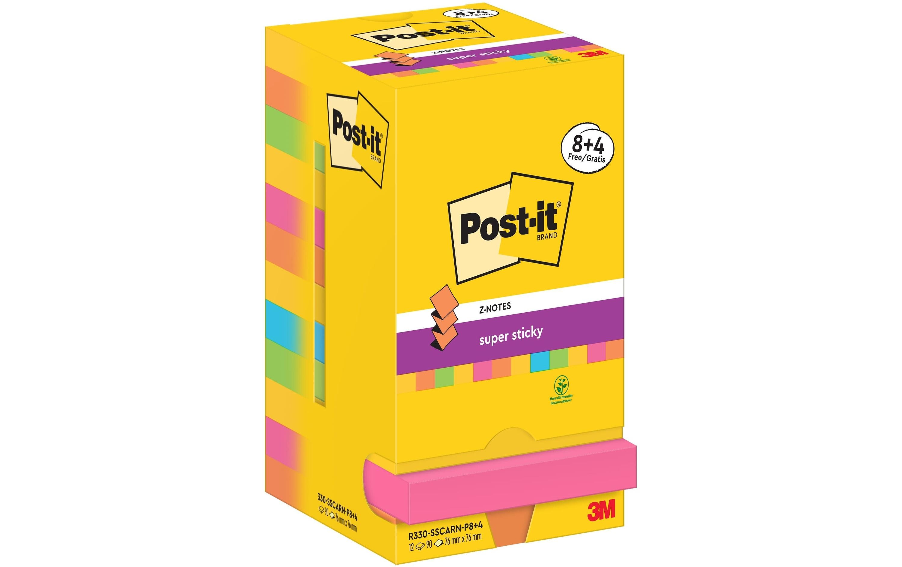 Notizzettel Super Sticky Z-Notes 76 x 76 mm, CarnivalStarke Haftnotizen