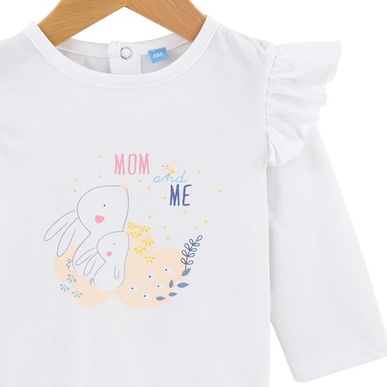 T-shirt lapin Little Friends   Blanc        3 mois   de               P'tit bisou