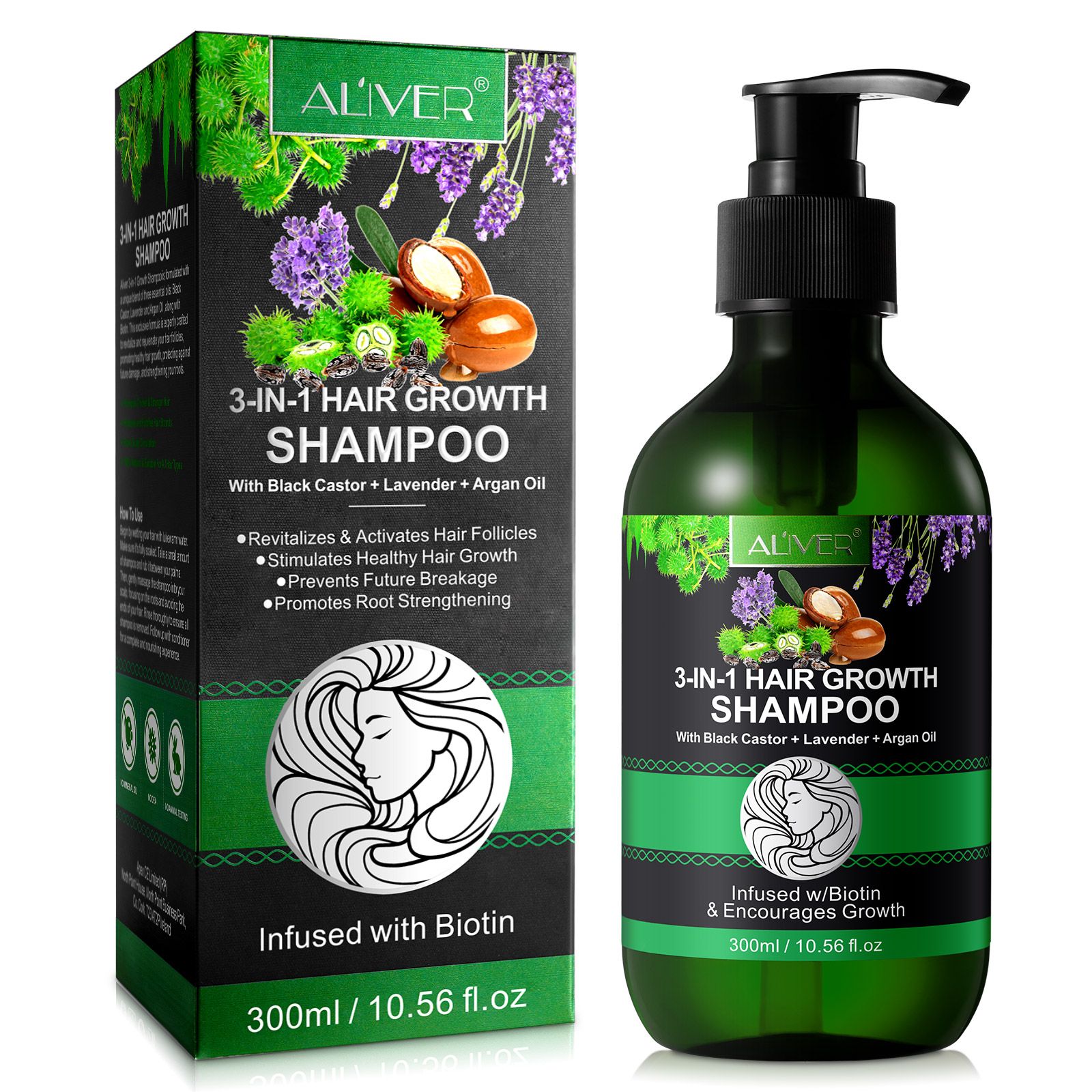 ALIVER 3-in-1 Rizinus Lavendel Argan  Haarshampoo
