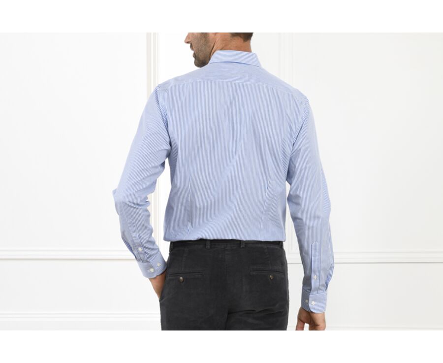 Chemise coton rayures bleues - Col américain - MARLON