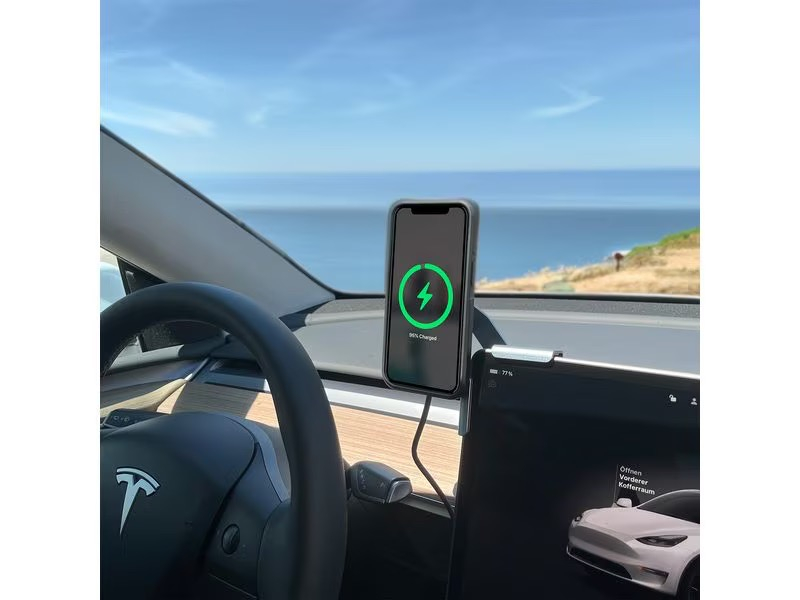 (15W) Screen Mount MagSafe Auto KFZ Ladegerät Qi2 Wireless Charger 360° Car Display Smartphone Halterung (4S541114) - Grau