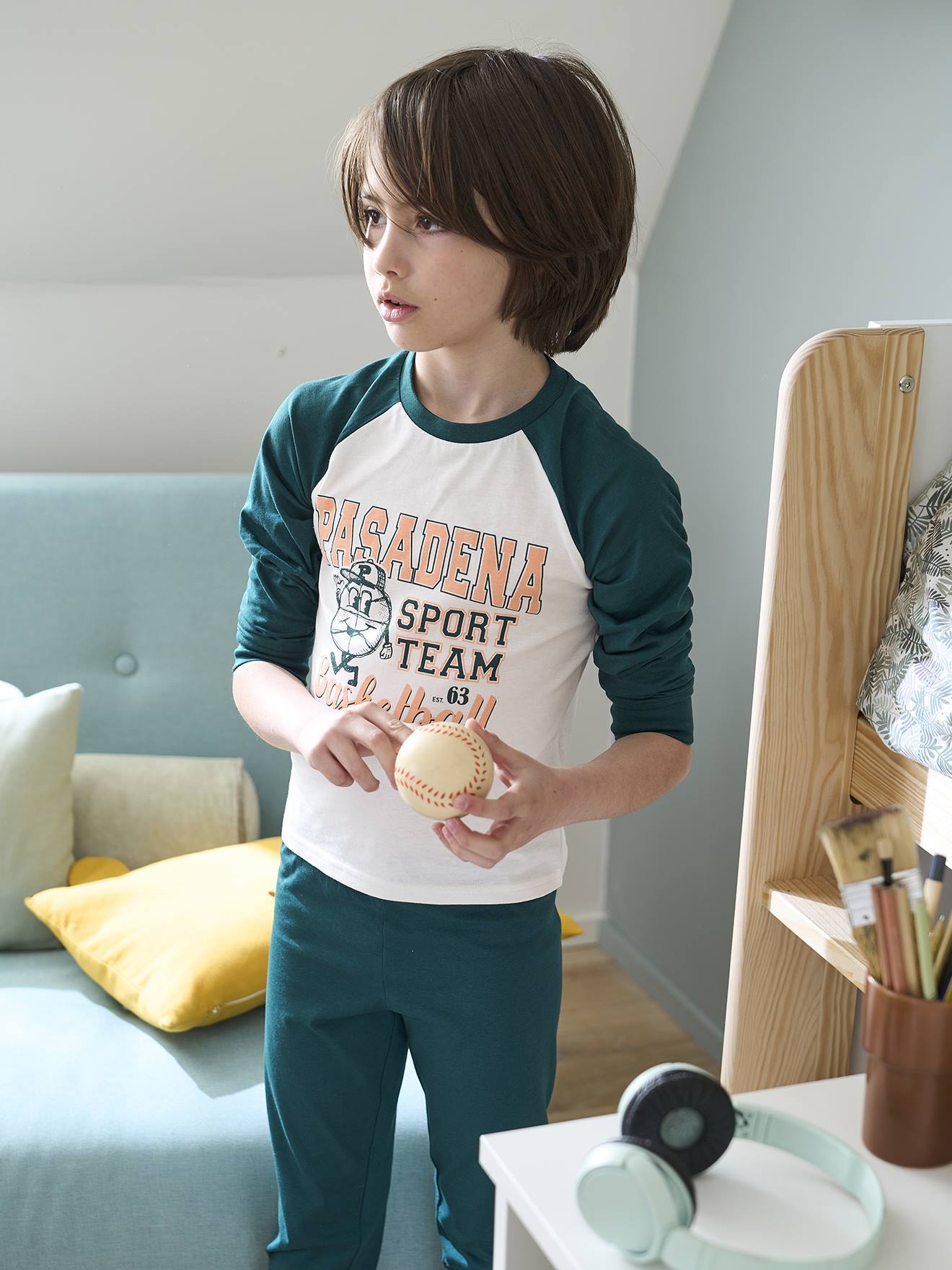 Pijama de basquete verde pinho para meninos