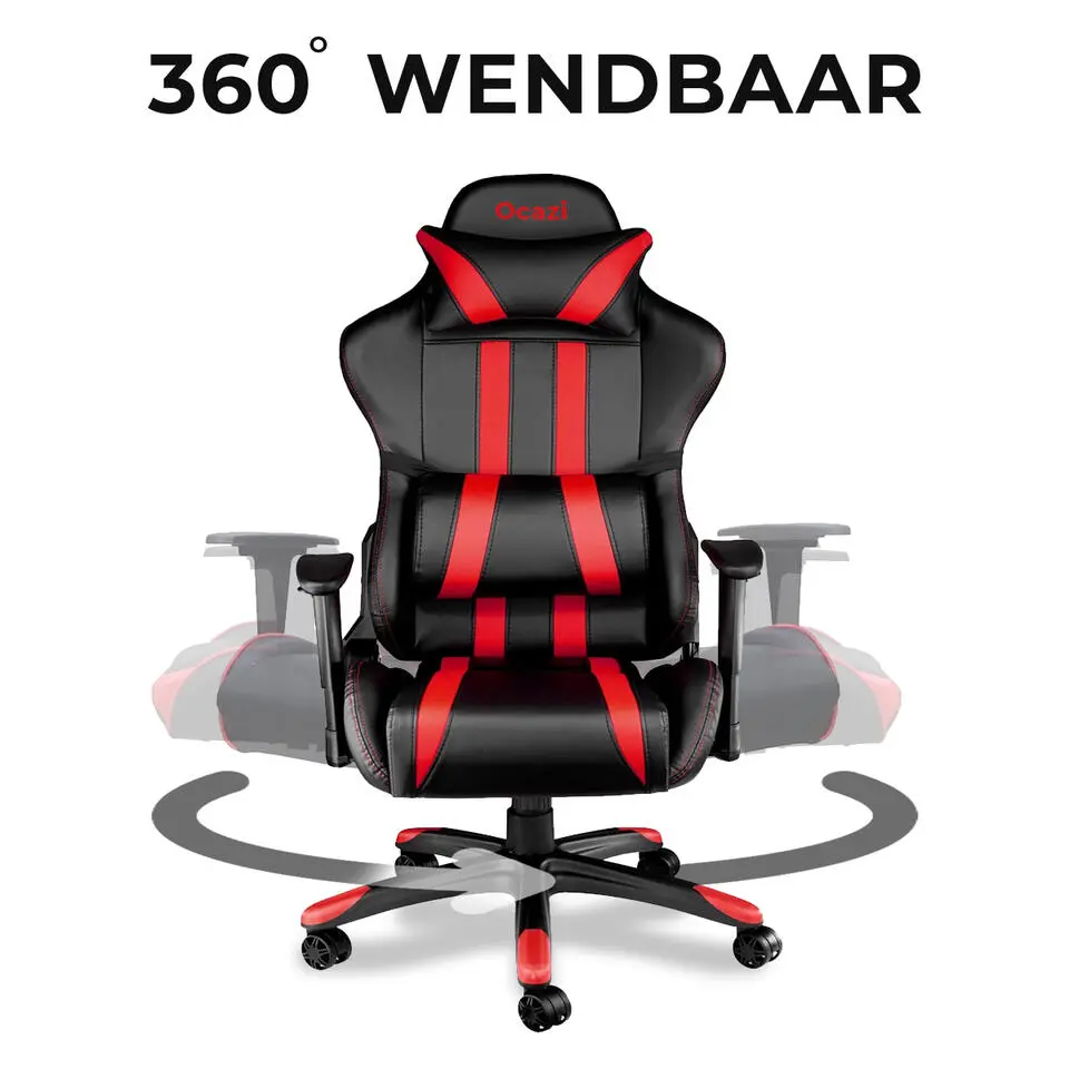 Ocazi Chicago Gaming stoel - Bureaustoel - Zwart/Rood