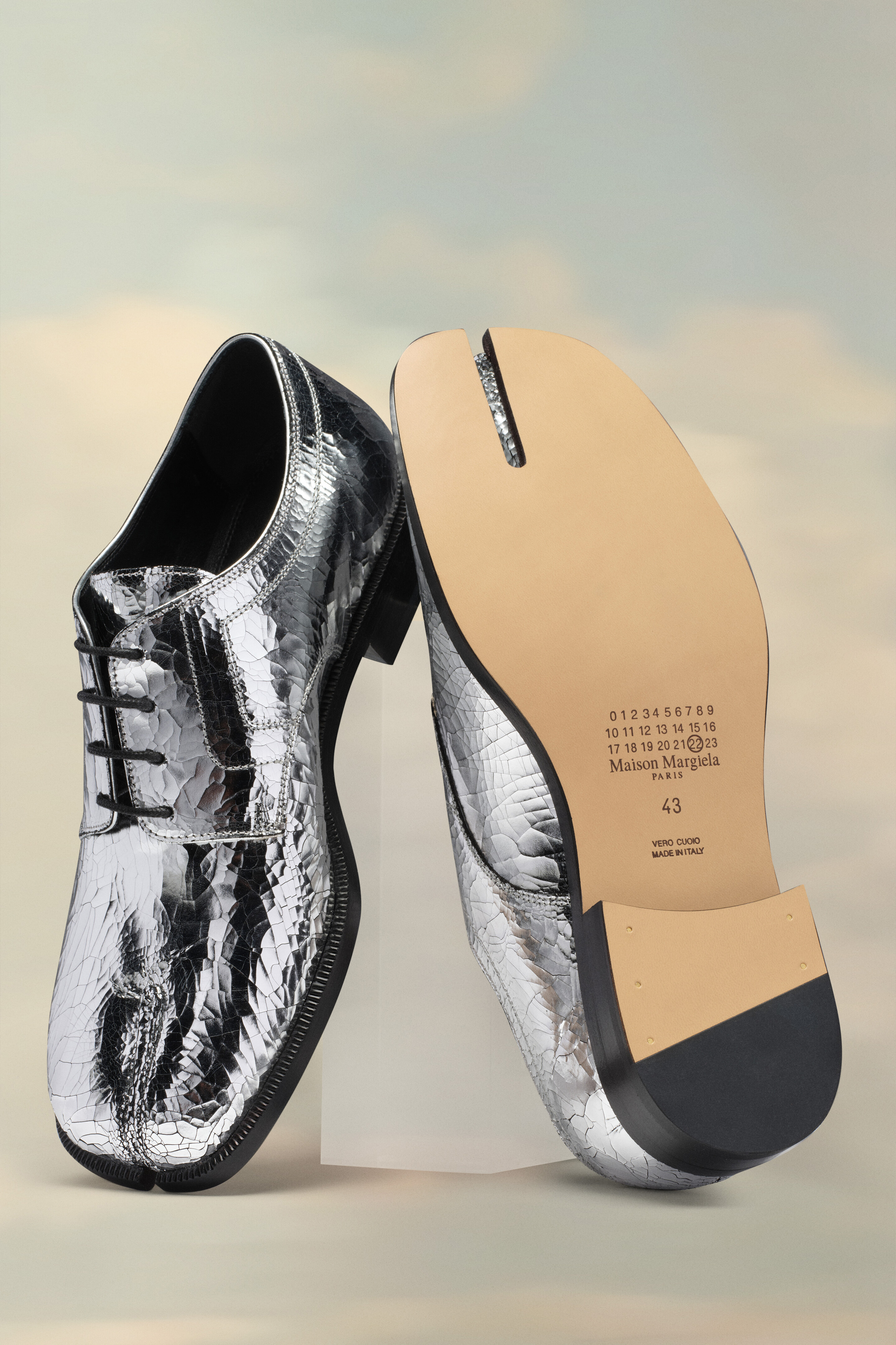 Tabi Mirror Brogues Argent - Bout Fendu