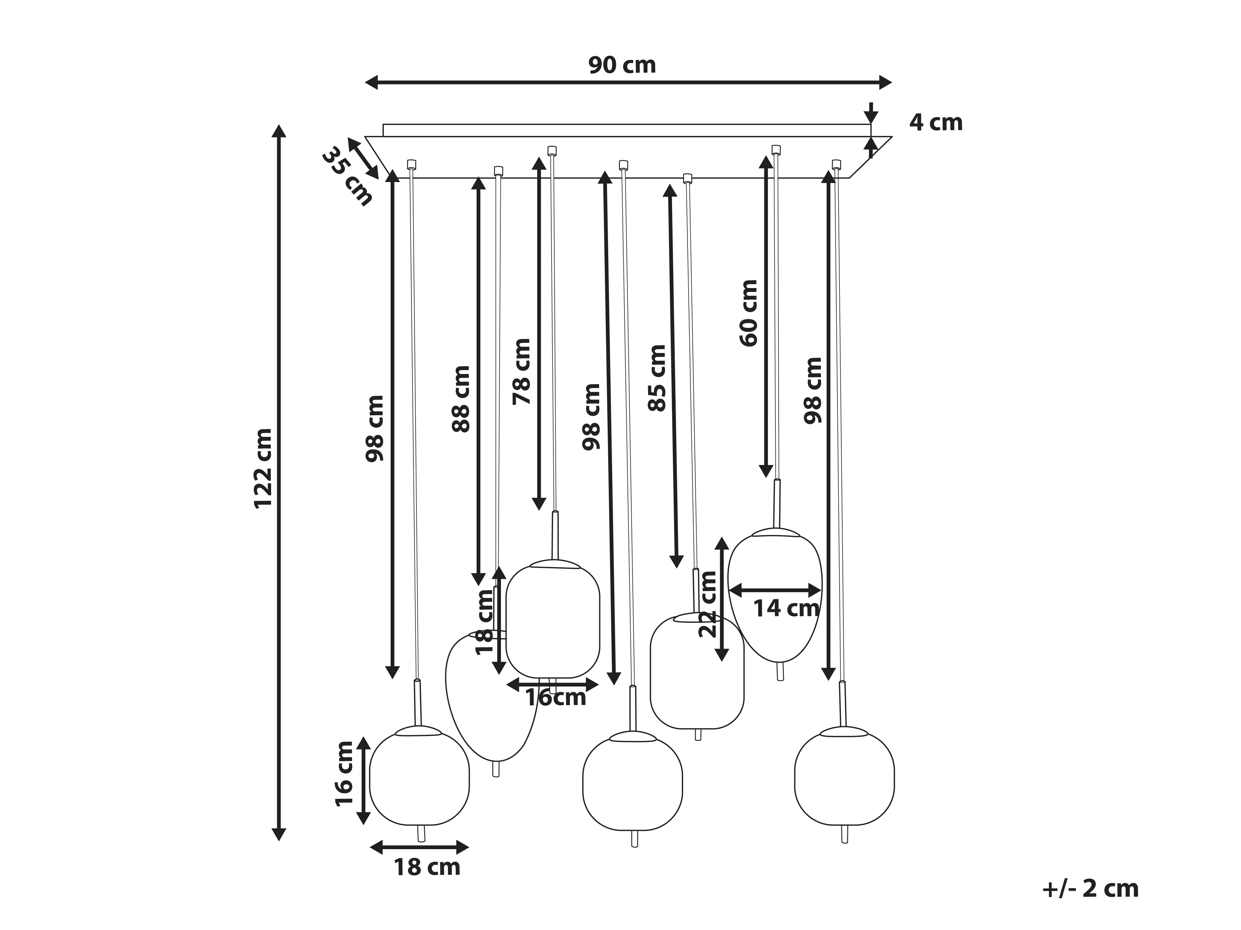 Hanglamp TARLO Glas Messing