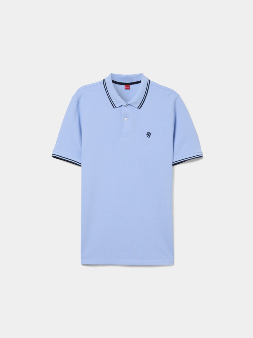 Polo piqué slim fit com riscas
