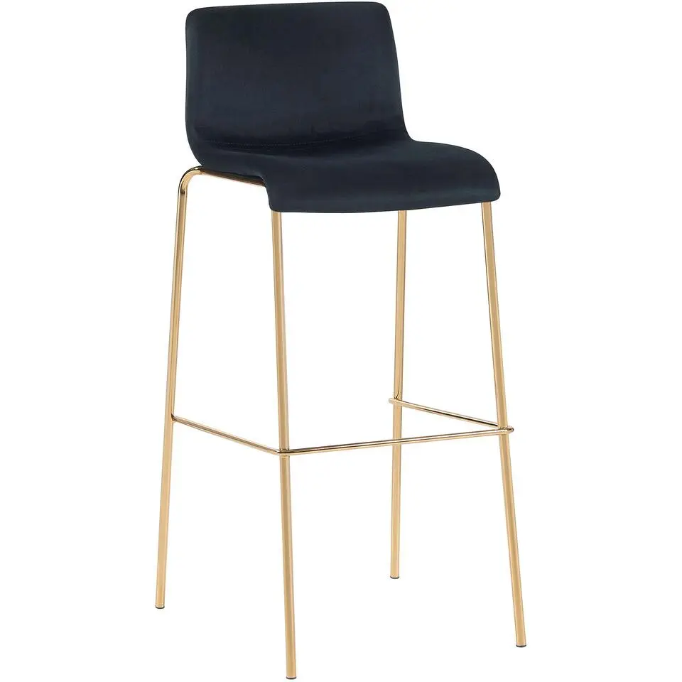 CLP Barkruk Hoover goud Frame - Fluweel - zwart