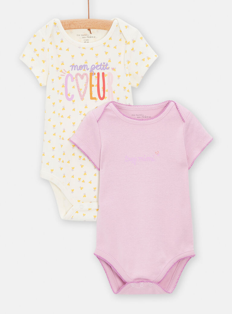 Lot de 2 body manches courtes imprimés pour bébé fille