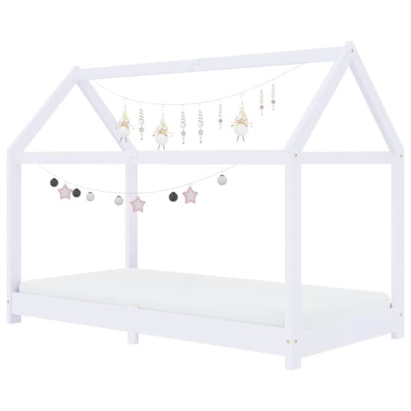 vidaXL Seng/Sengeramme for barn heltre furu hvit 80x160 cm change1