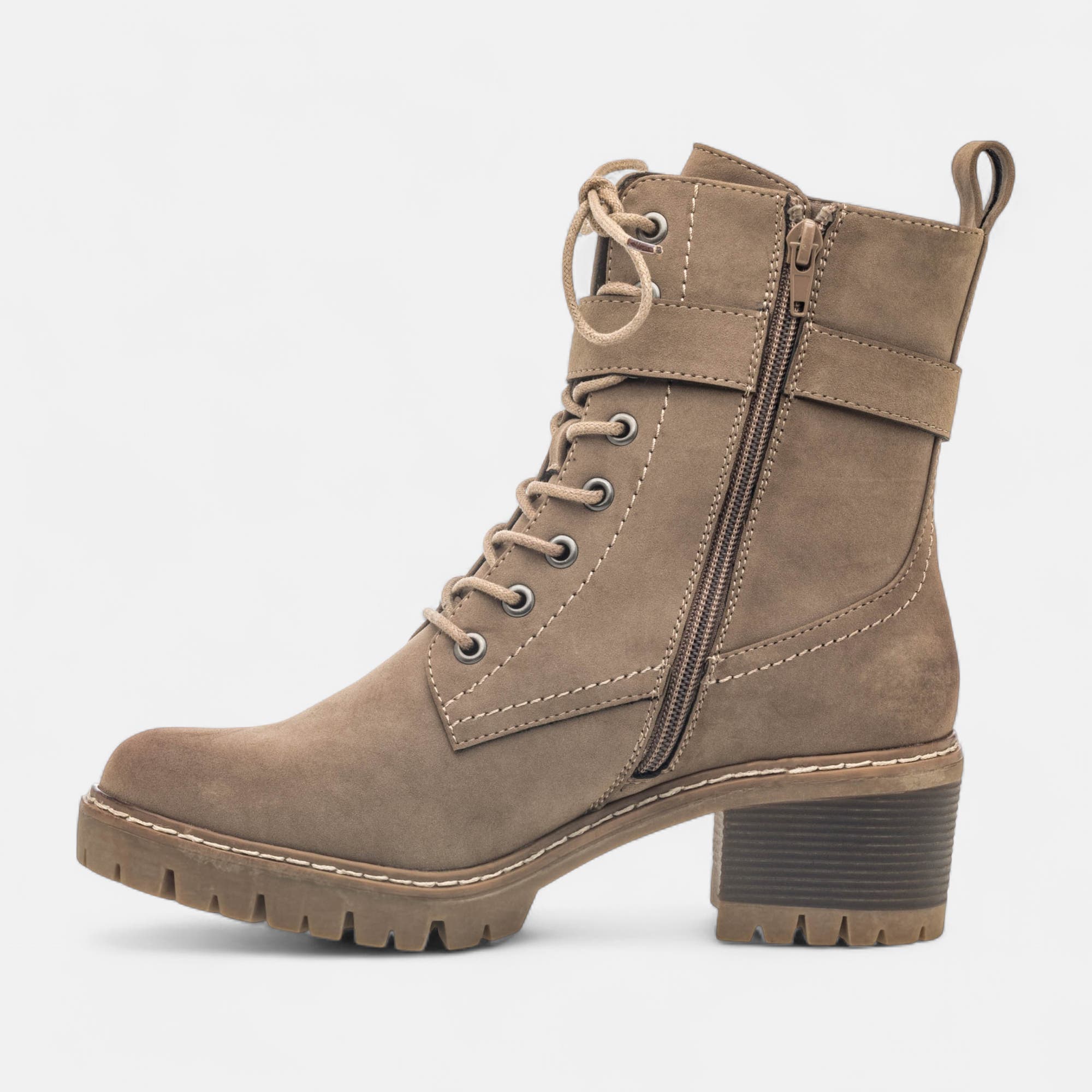 Bottines à lacets à talon Femme taupe