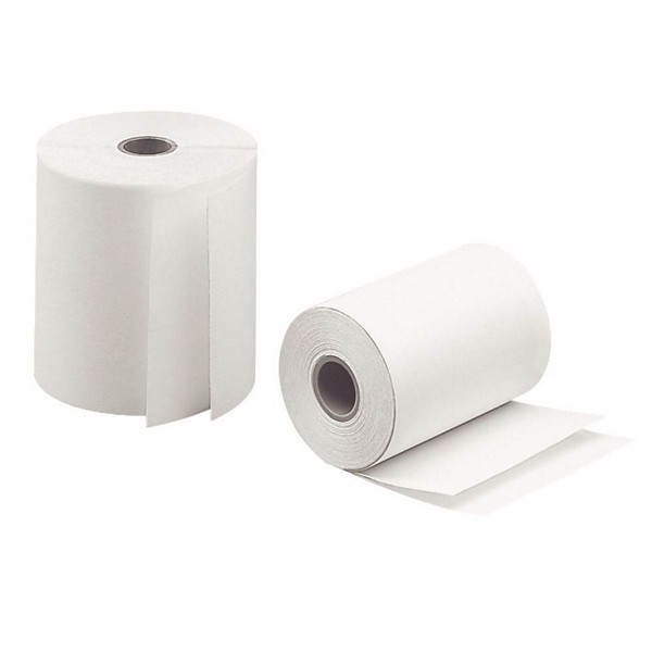Bobine caisse enregistreuse 76 x 70 x 12 MM - Papier chimique autocopiant 2 plis 57 g - Longueur 25 M (Lot de 10)