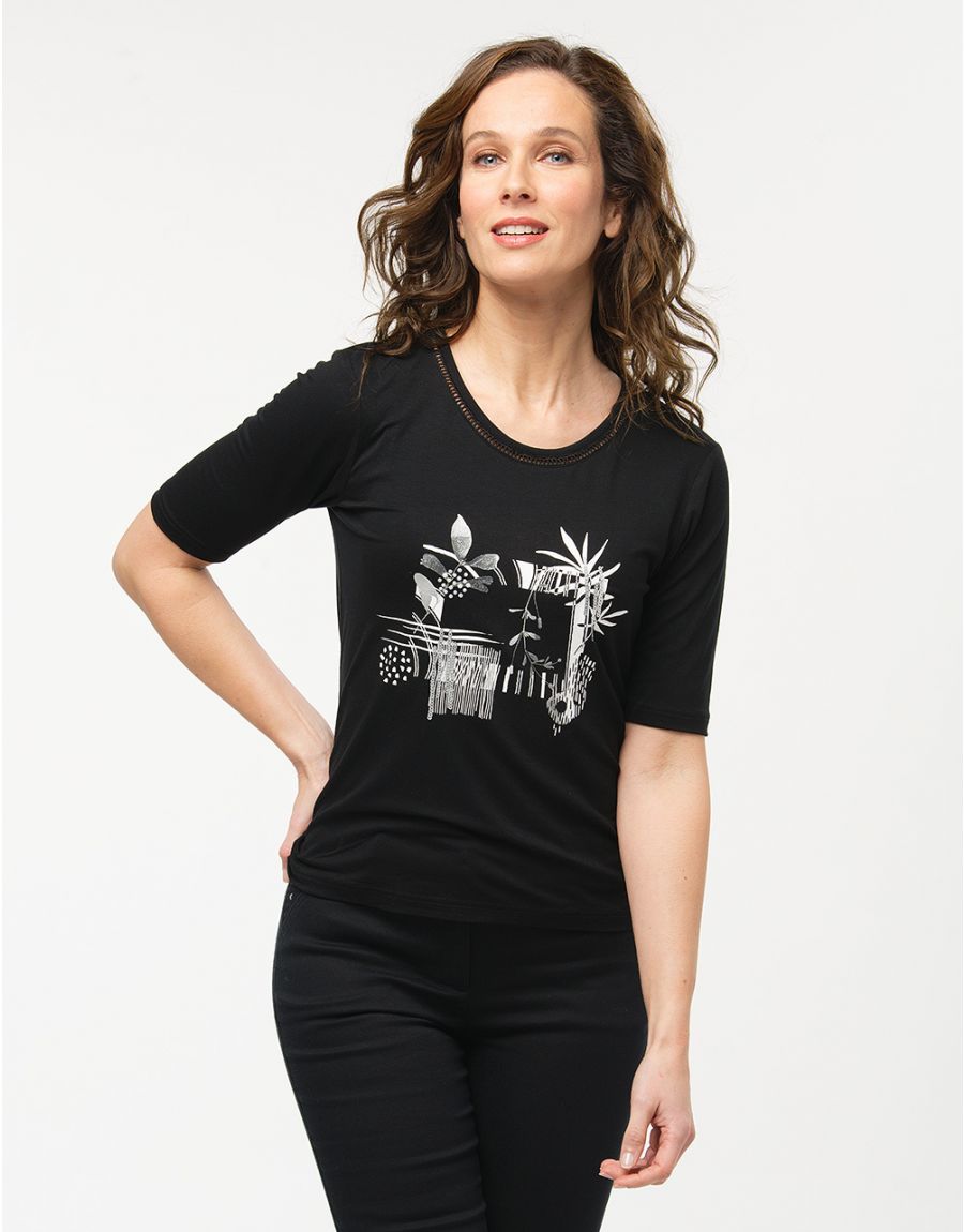 T-shirt noir imprimé
