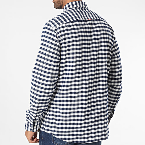 Chemise Manches Longes A Carreaux Oxford Brushed Gingham 3309 Bleu Marine Blanc
