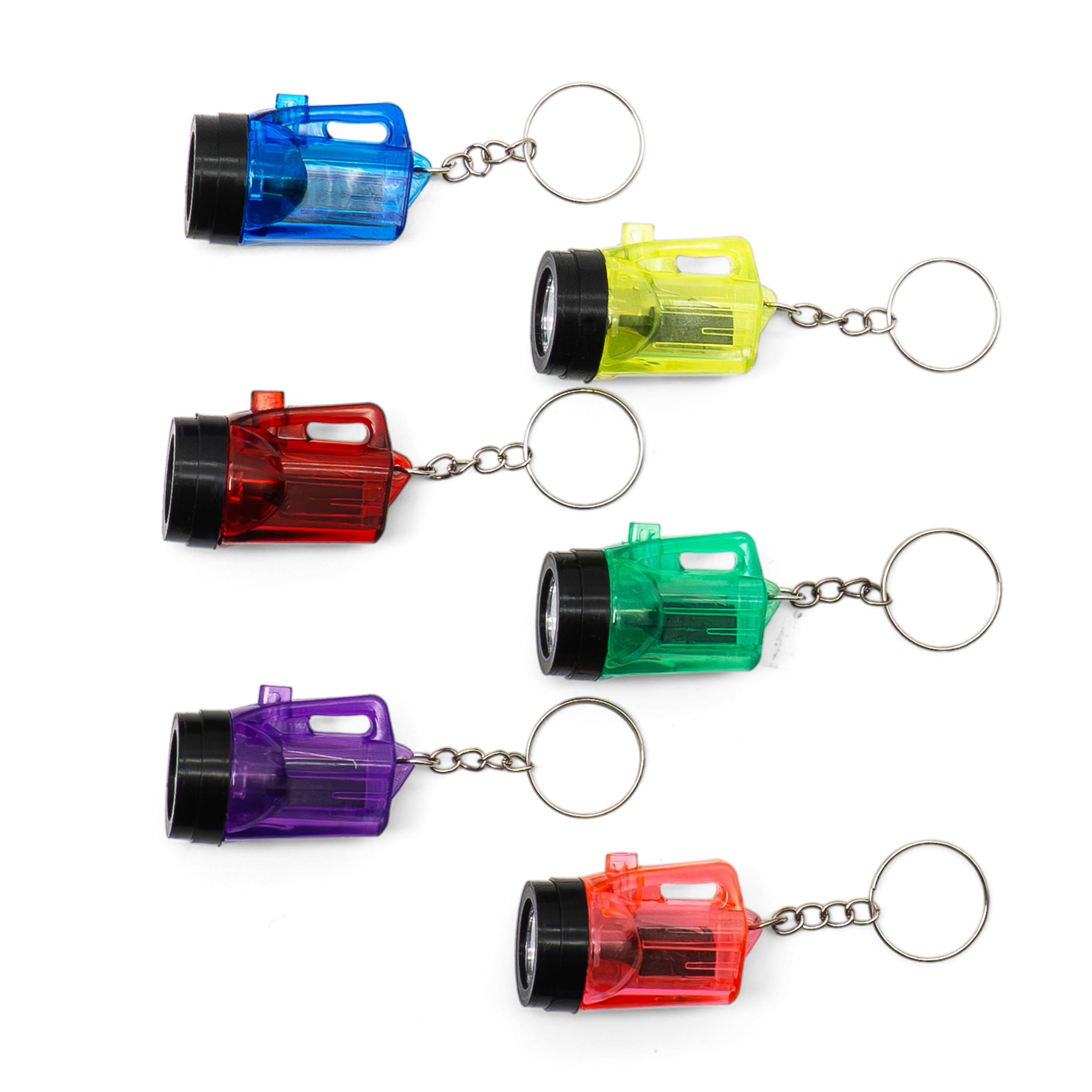 (12er Set) Mini Taschenlampe Schlüsselanhänger mit Spaltring (inkl. LR41 Batterien) - Assortiert