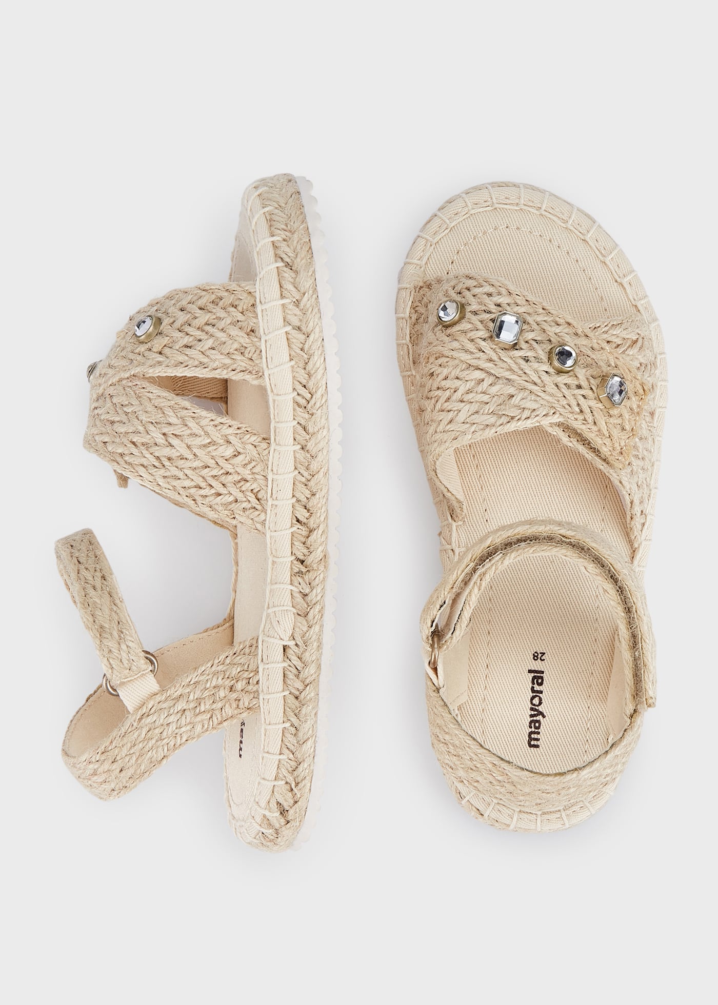 Sandália espadrille com fecho duplo de velcro para menina