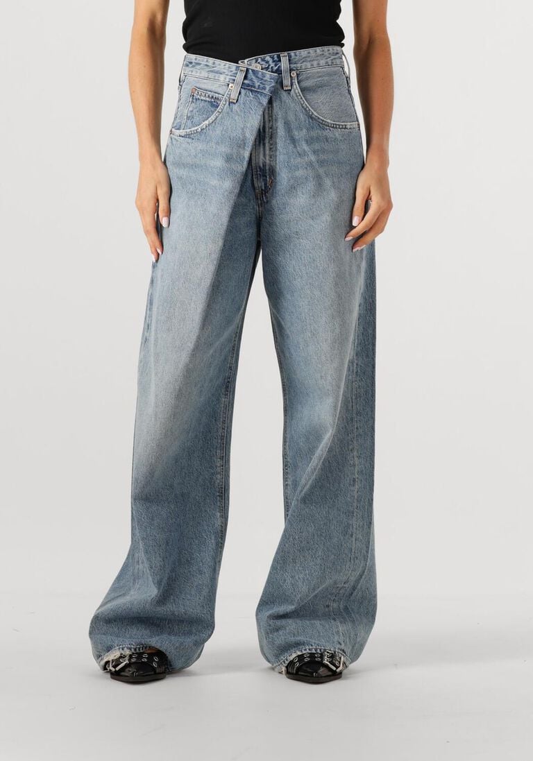 blauwe agolde wide jeans vana fold jean in mantra