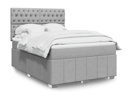 Sommier à lattes de lit avec matelas Gris clair 140x190cm Tissu