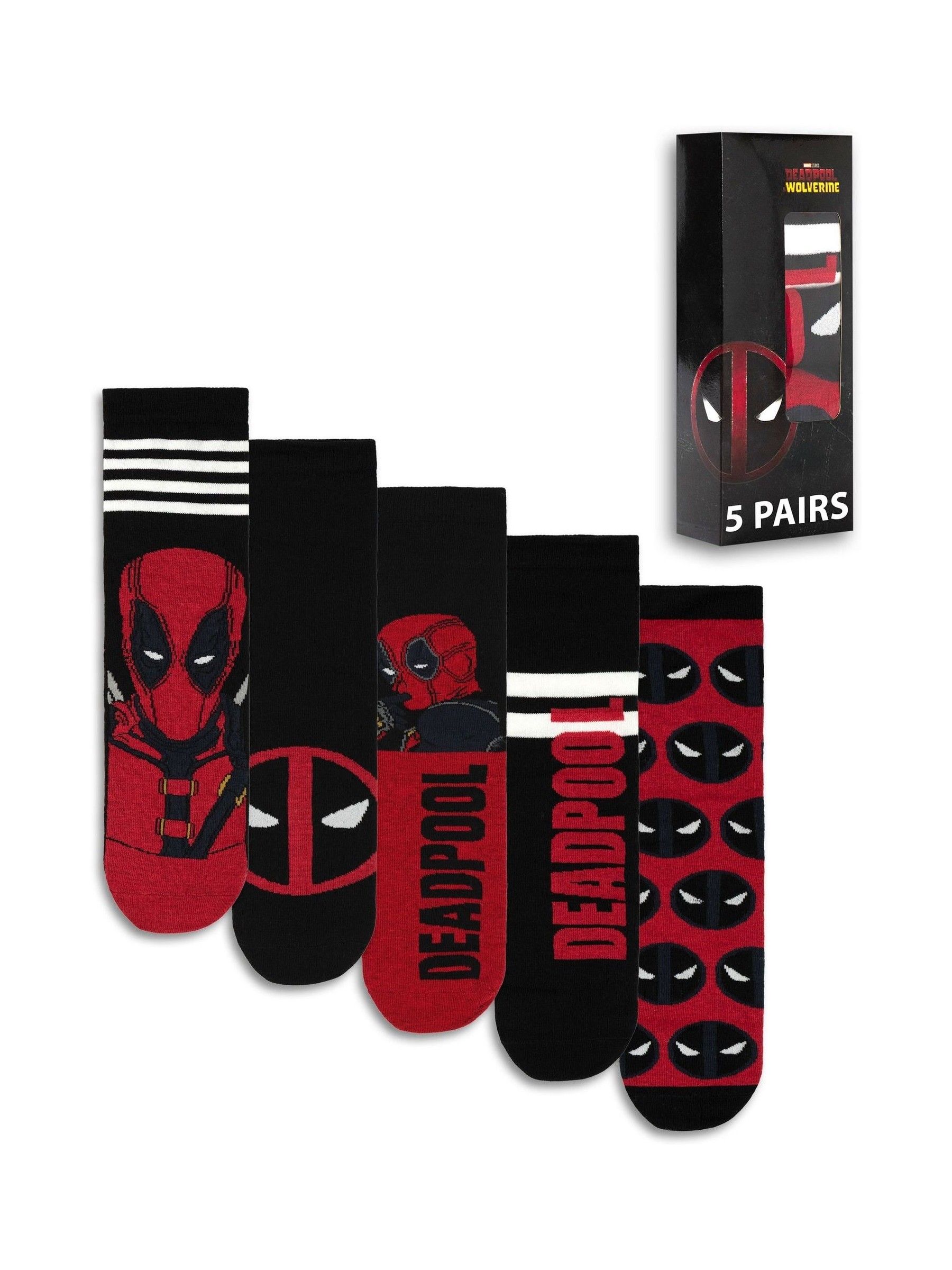 Vanilla Underground Marvel Deadpool Calf Socks Set of 5