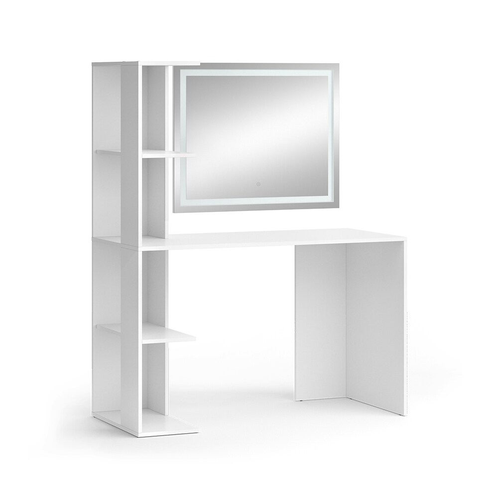 Vicco Schminktisch Tower Weiß 122 x 55 cm mit LED-Spiegel