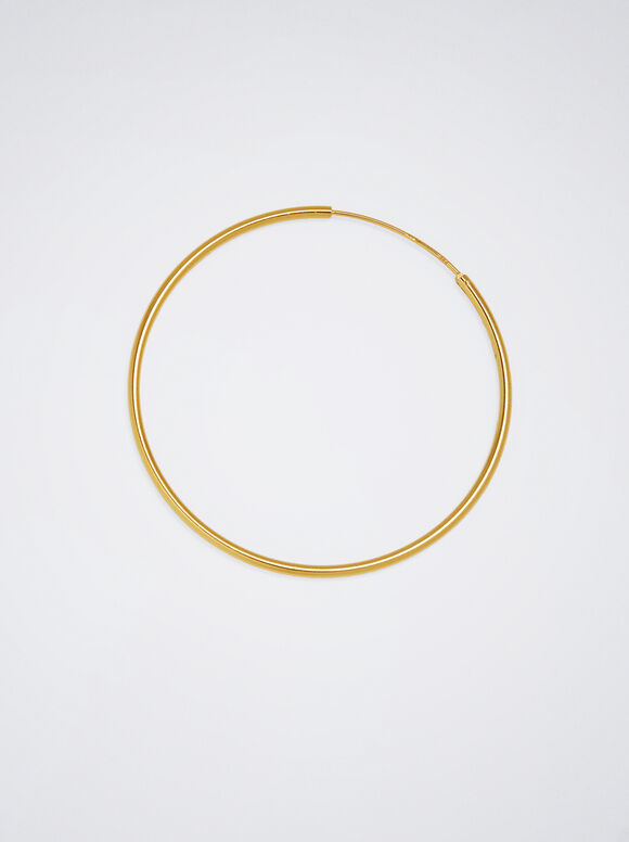 Brincos de argola longos em prata de lei 925 - Dourado