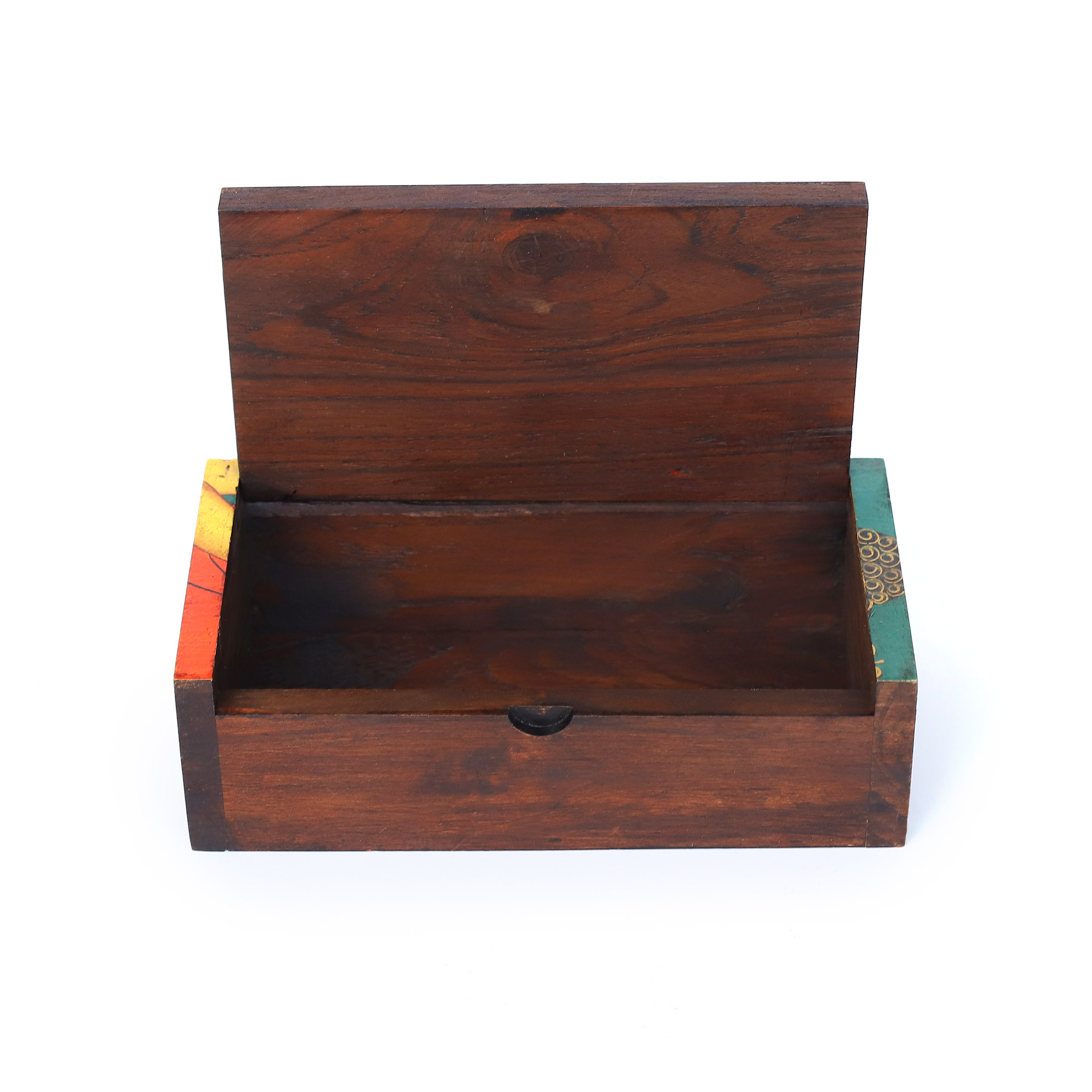 Holzschatulle 'Buddha blau', Teak, L 10 cm, B 20 cm, H 6 cm von fischer's lagerhaus