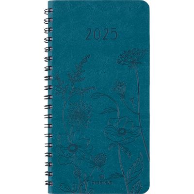 Agenda de poche spiralé Primrose - 1 semaine sur 2 pages - 9,5 x 17 cm - vert canard - Oberthur