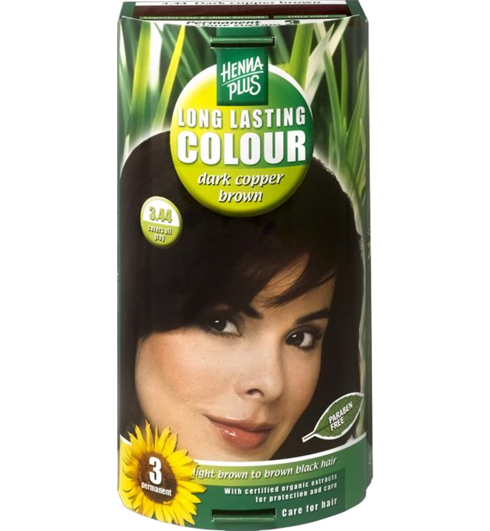 Hennaplus Long lasting colour 3.44 dark copper brown (100 ml)