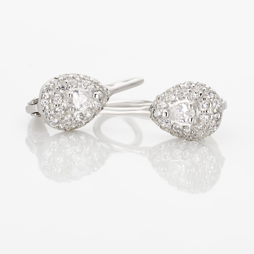 Boucles D'oreilles Pendantes Feyza Argent Blanc Oxyde De Zirconium