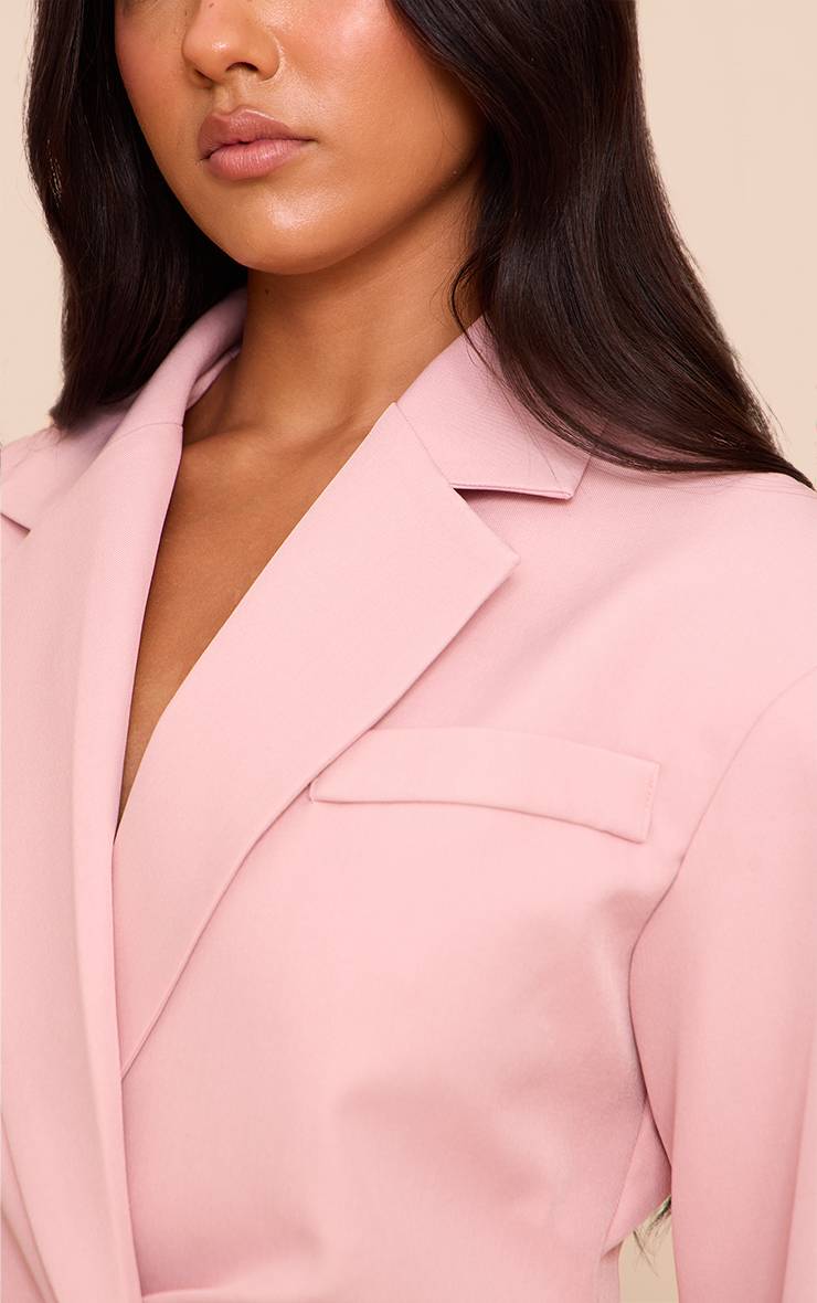 Rose Pâle Blazer Ajusté À Taille Cintrée