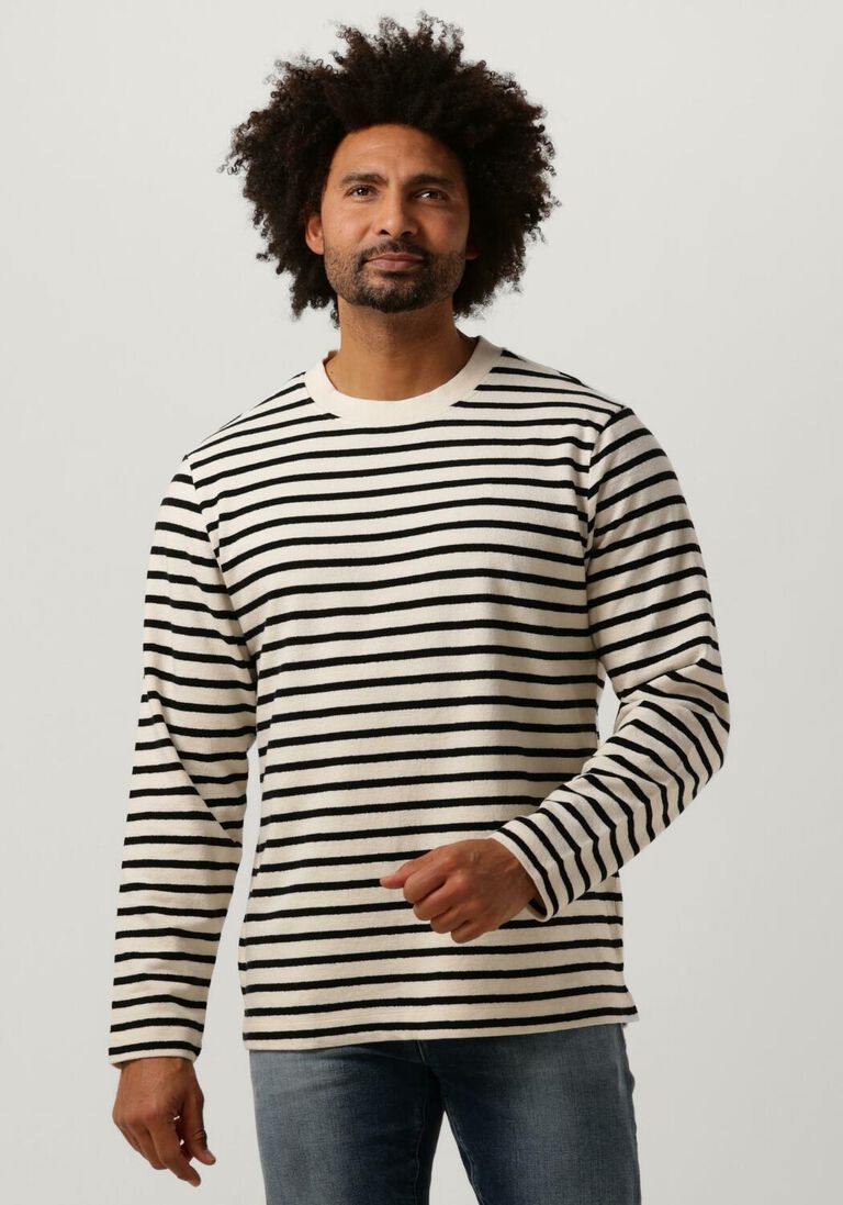 BUTCHER OF BLUE zwarte butcher of blue trui striped crew