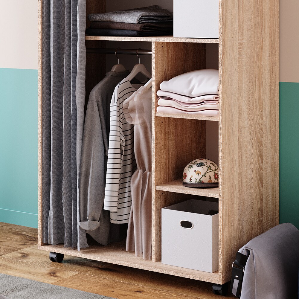 Vicco mobiler Kleiderschrank Dielenschrank Garderobe Doros Sonoma 100 x 147 cm offen rollbar