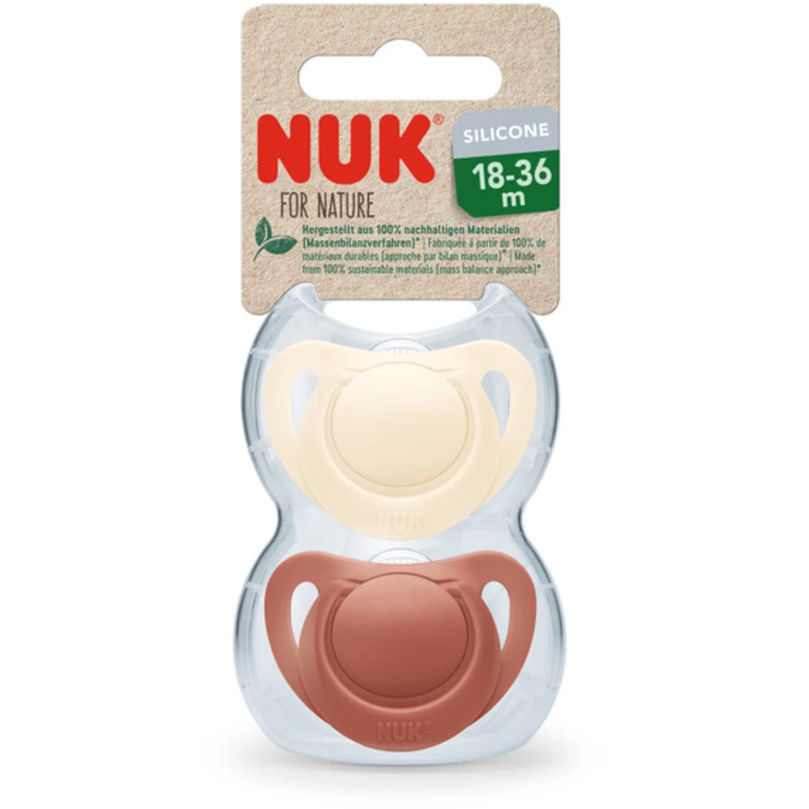 NUK Schnuller For Nature Silikon18-36 Monate rot  creme 2er-Pack