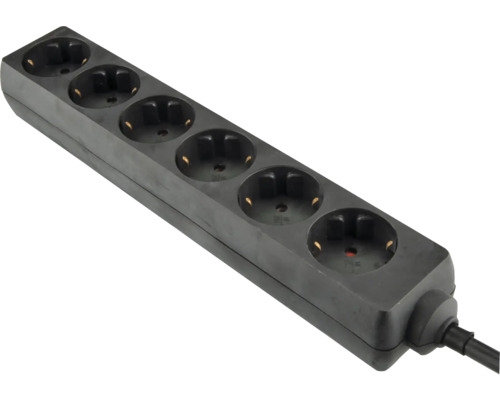 6-voudige stekkerdoos 3G1.5 zwart 3,0 m