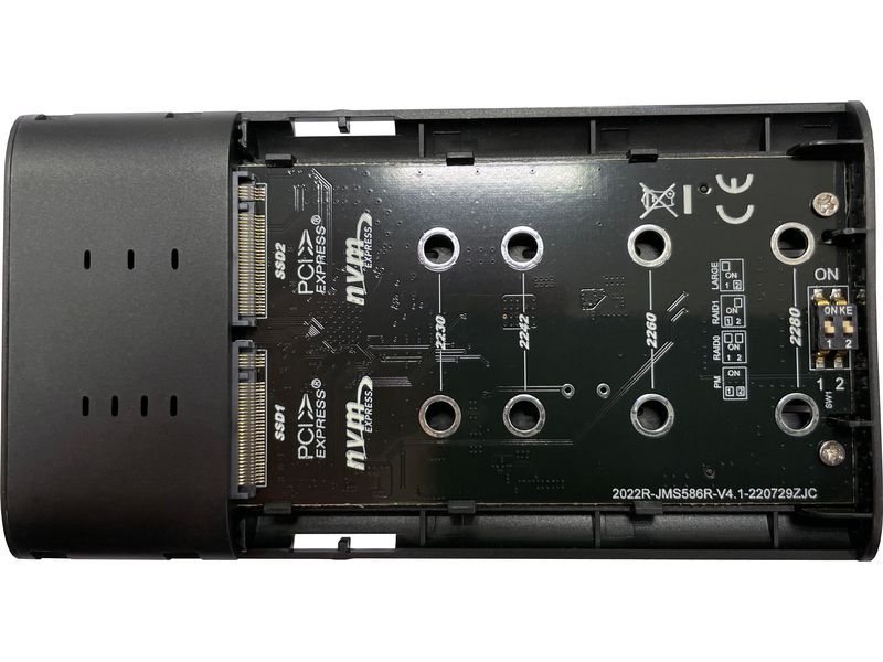 LC-Power Externes Gehäuse LC-M2-C-NVME-2X2-RAID M.2/U.2 SSD Hochwertiges, kompaktes und portables Gehäuse