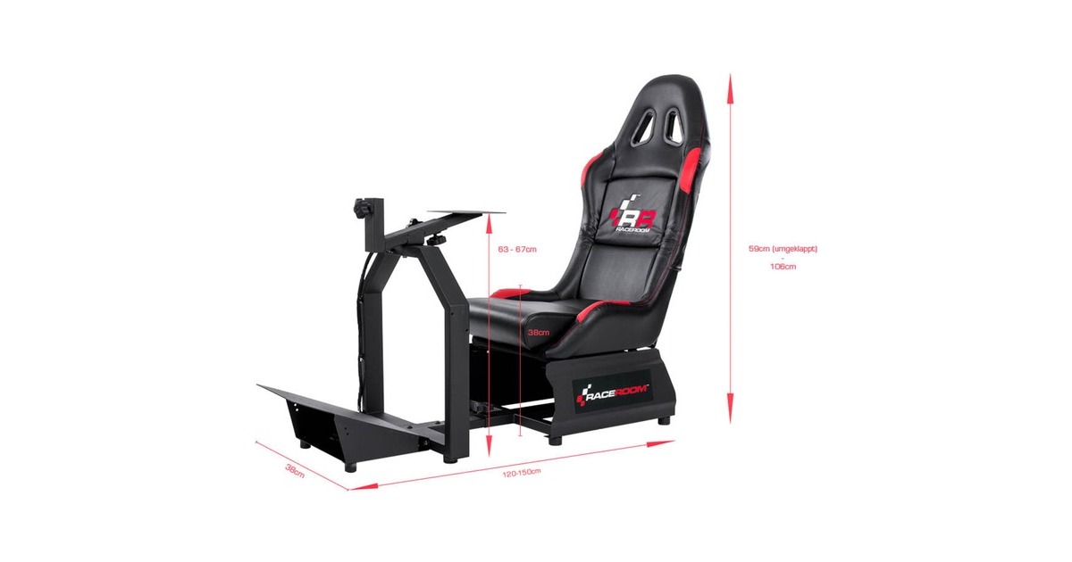 RaceRoomGame Seat RR 3055 racing simulator  (Zwart/rood)