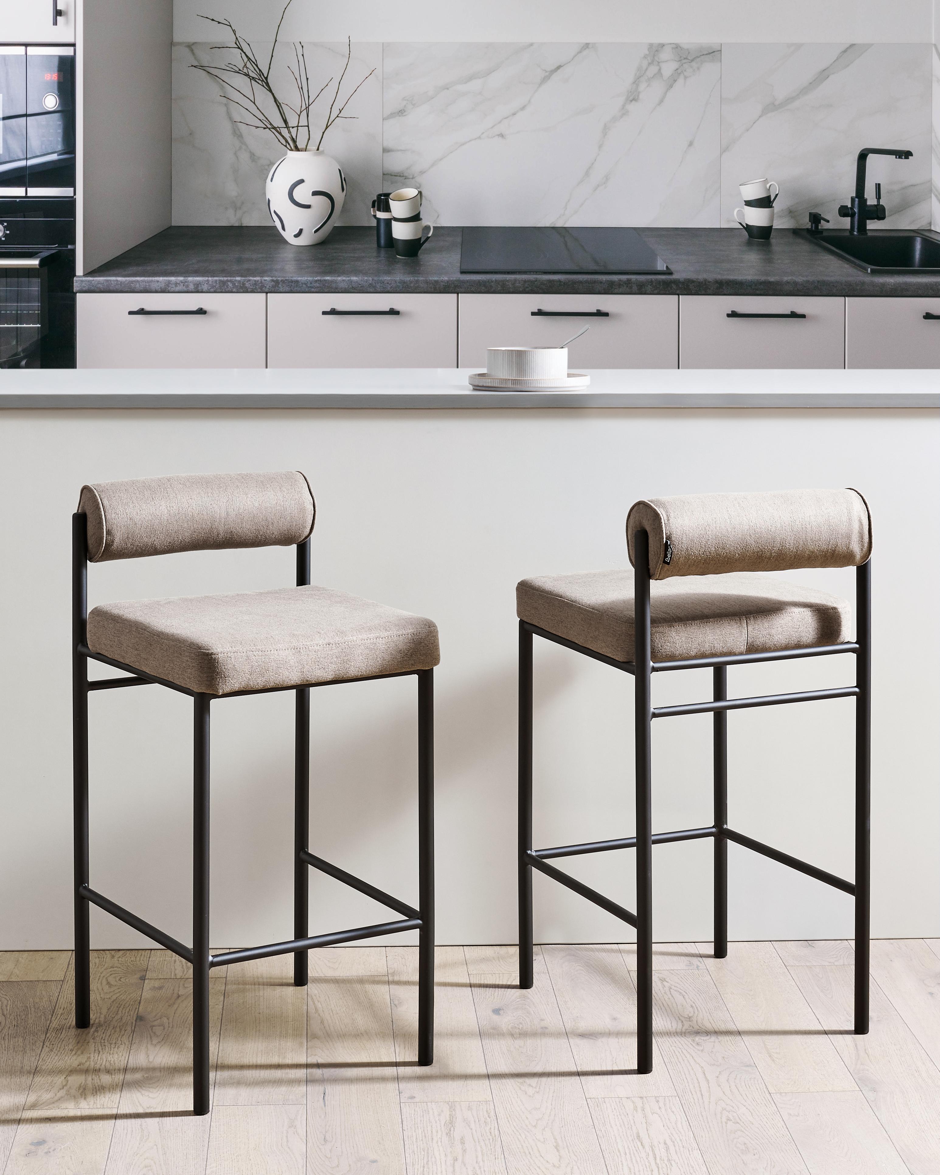 Set van 2 barstoelen AMAYA Stof Taupe