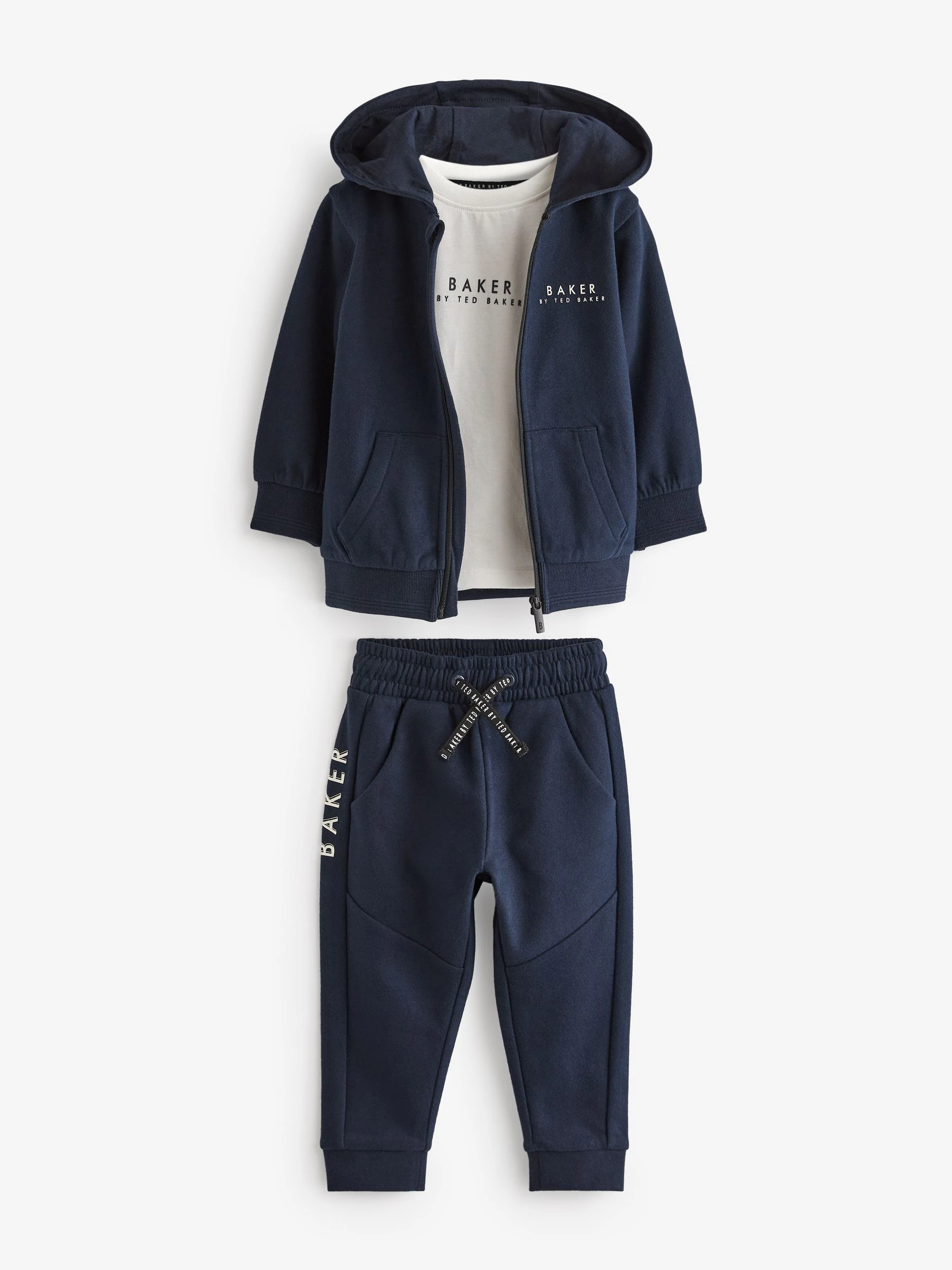 Marineblauw - Baker by Ted Baker 100% katoenen (0 - 6 jr) driedelig trainingspakset