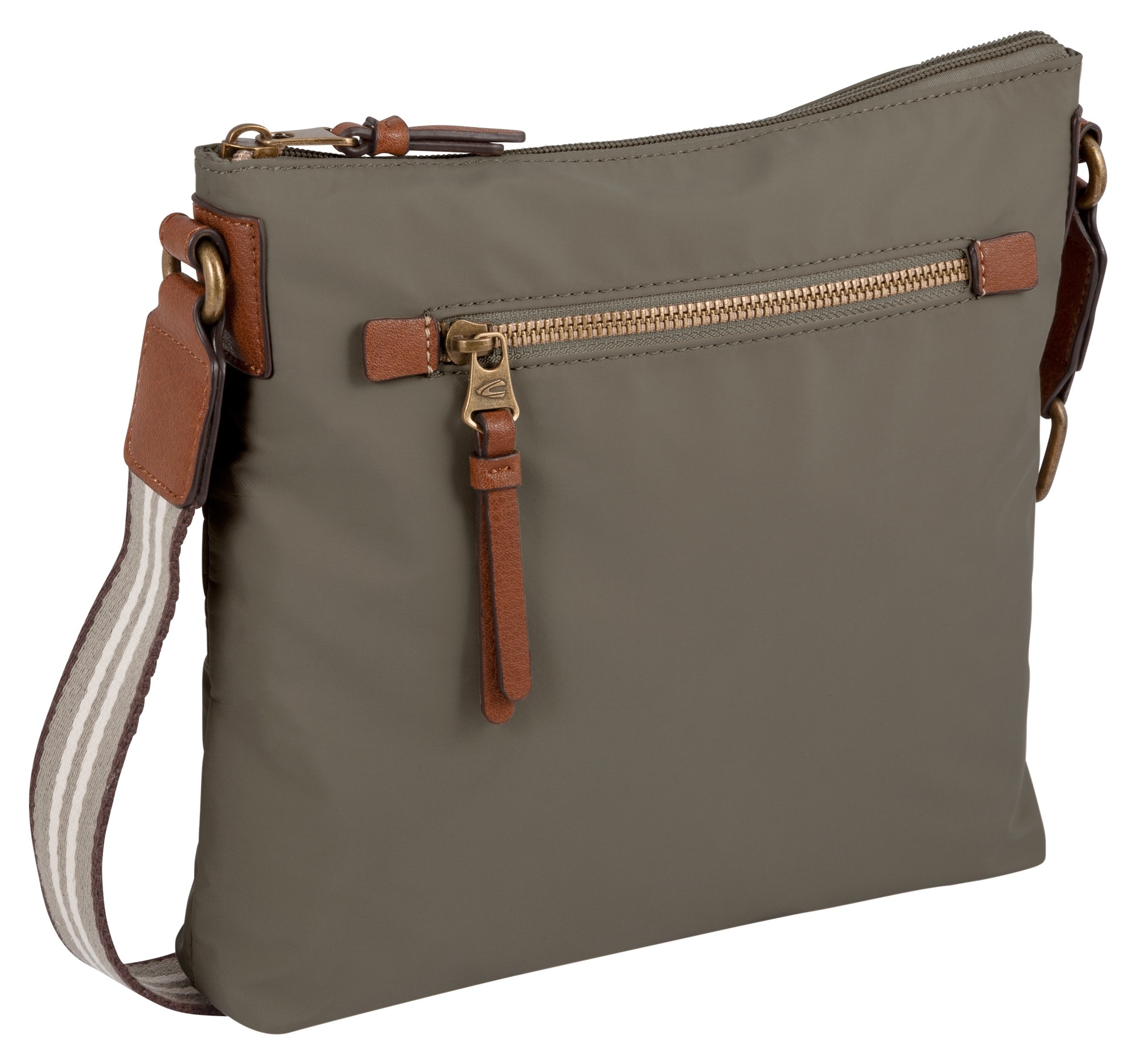 camel active Umhängetasche »Bari« aus hochwertigem matten Nylon mit gestreiftem Gewebeband