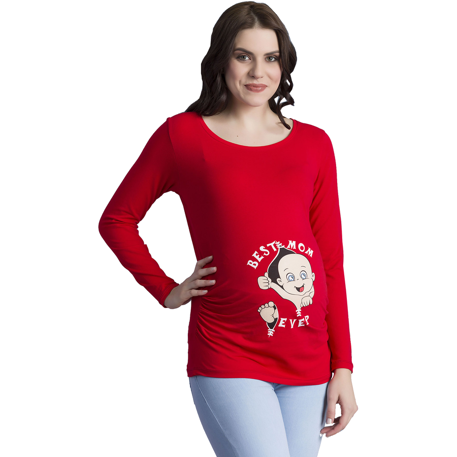 M.M.C. Umstandslangarmshirt Best Mom Ever mit Motiv Rot