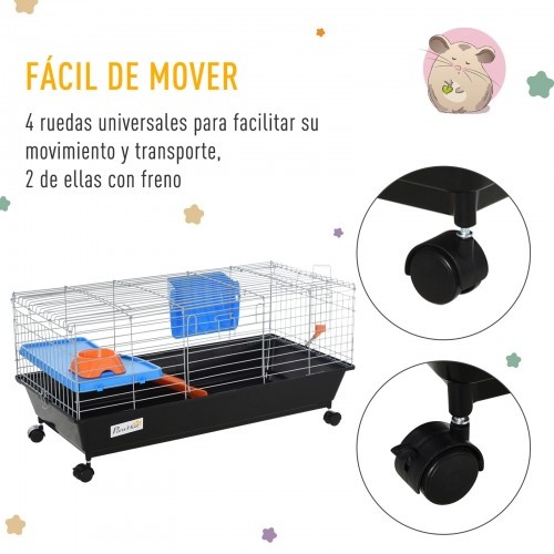 Gaiola PawHut para pequenos roedores, preta
