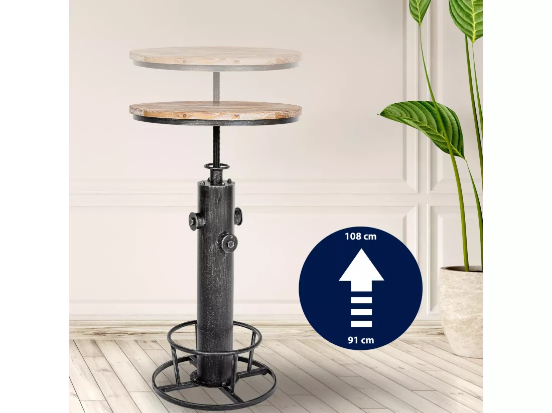 Table haute de bar - rond Ø 54 cm - Métal - Argent antique - Ruhr