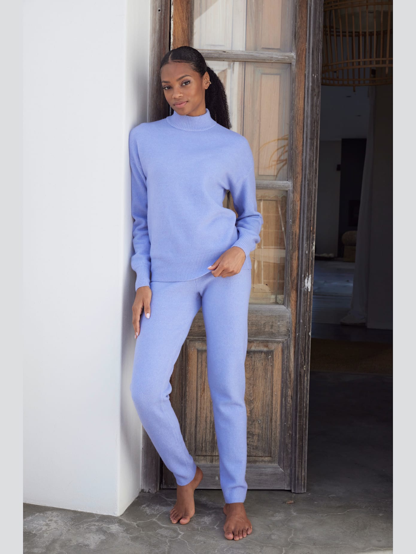 Pantalon en tricot effet chiné