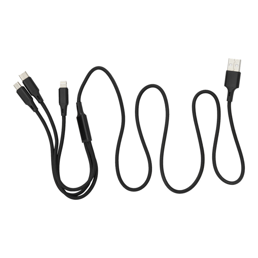 Ladekabel 3-i-1 USB-C/Micro/Lightning 1 m 12 W 5V/2,4A