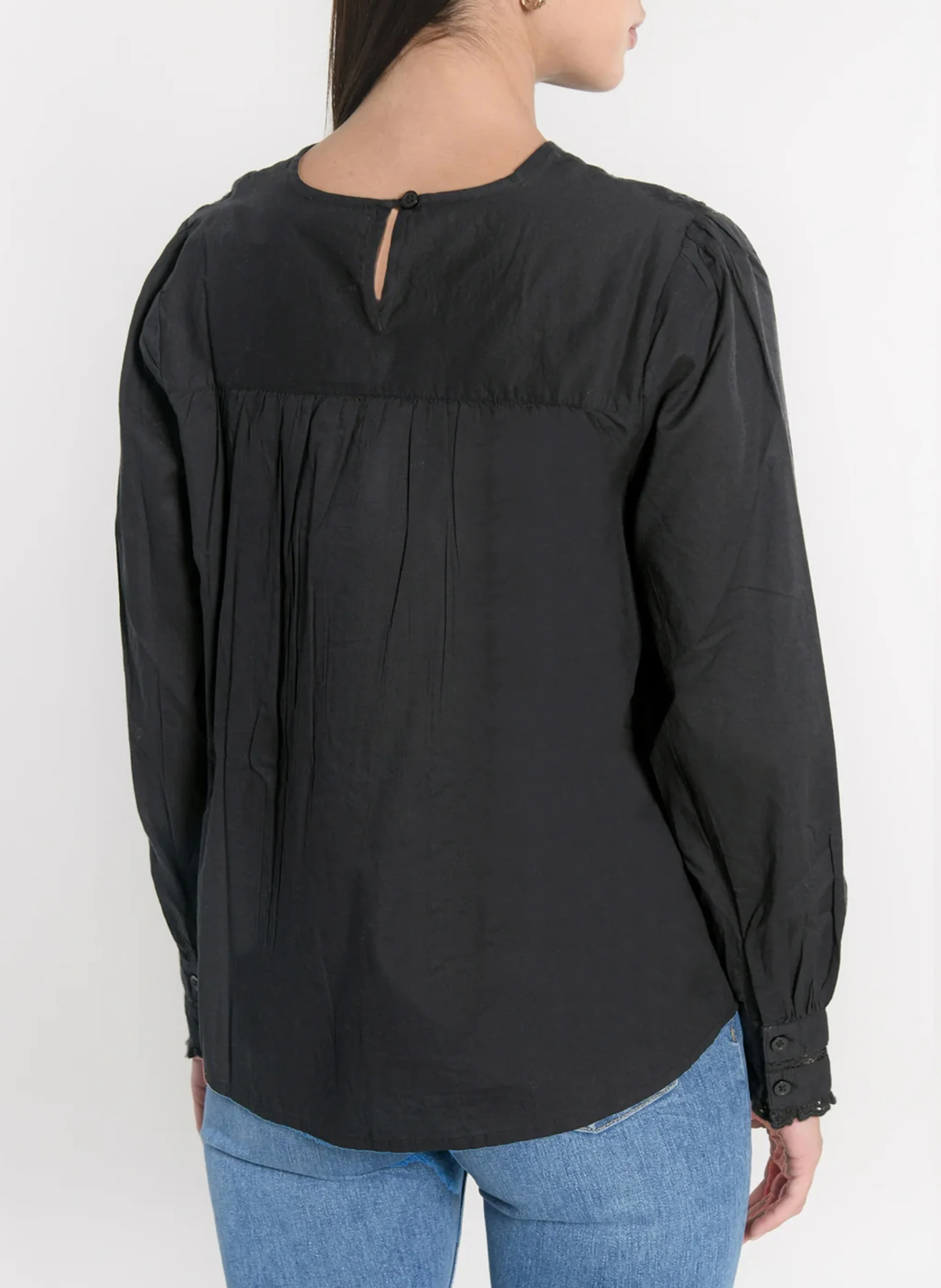 HELENA - Blouse en coton brodé | Noir