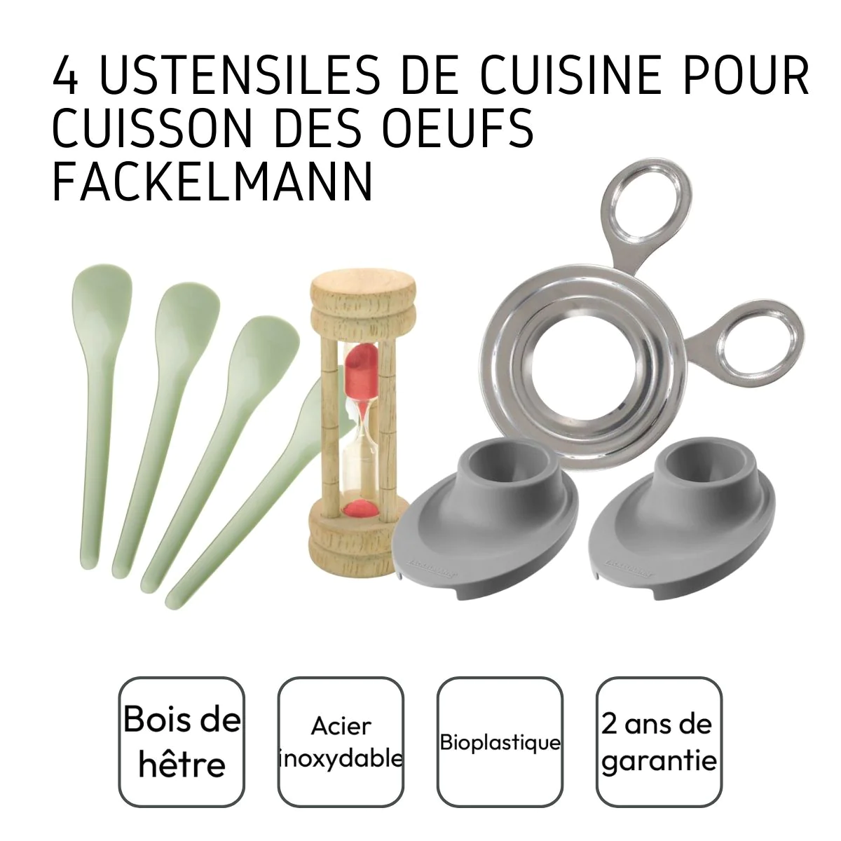 Ensemble de 4 ustensiles de cuisine pour la cuisson des œufs Fackelman