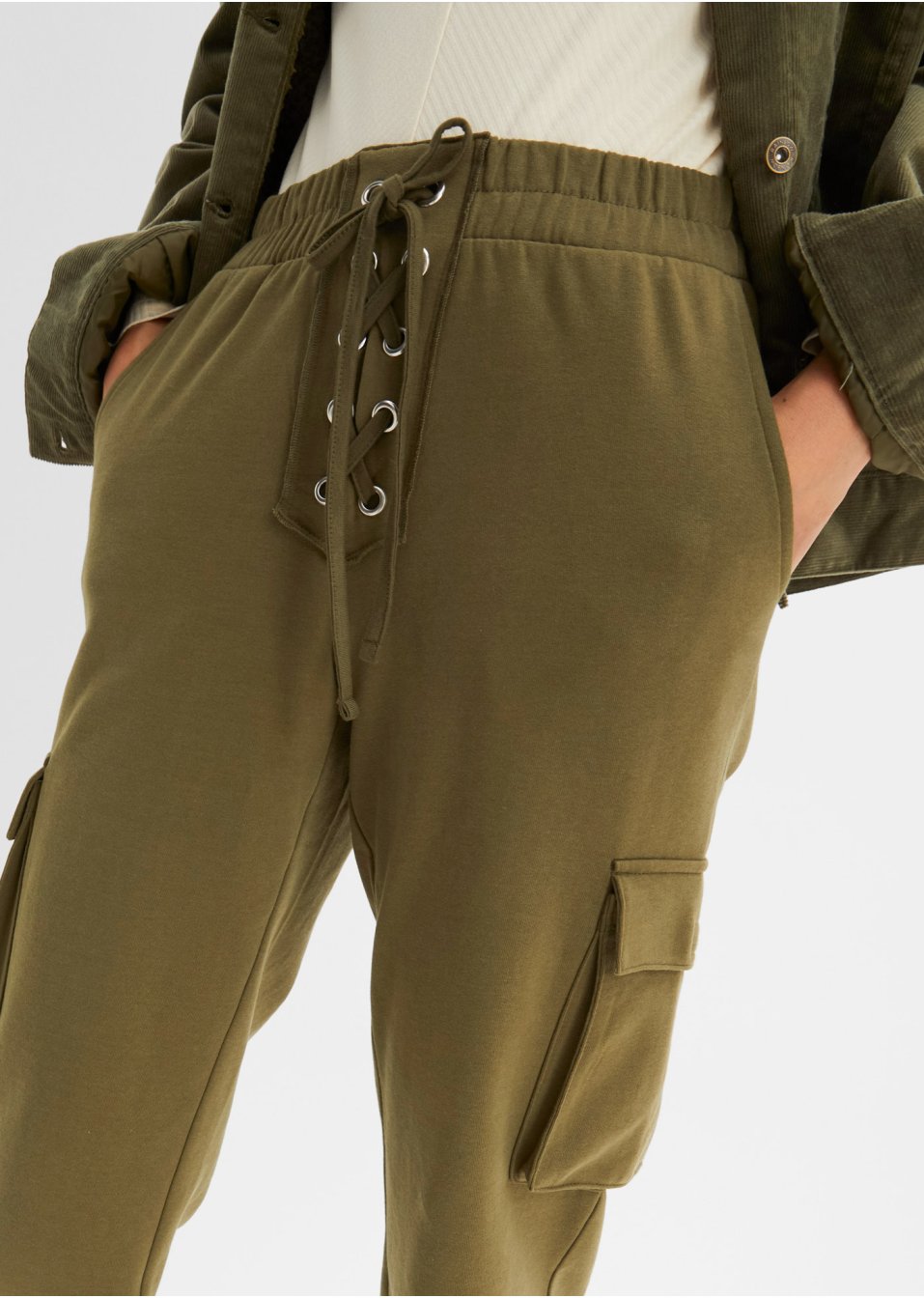 Pantalon sweat cargo avec laçage