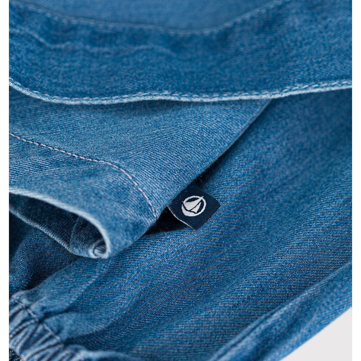 PETIT BATEAU<br>Vestido de mangas compridas em jeans claro